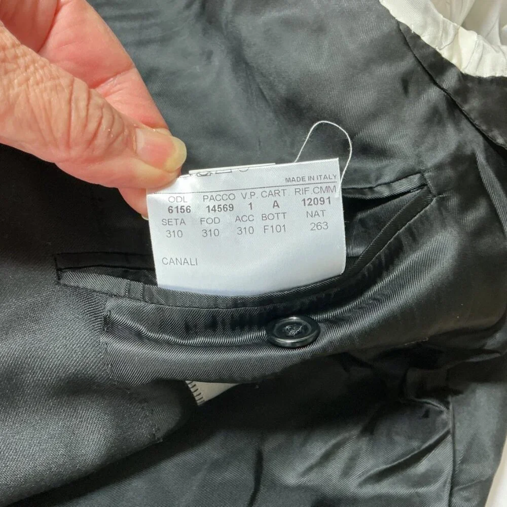 Canali Black Wool 2 Button Blazer Jacket IT 50 R Drop 7 US 40 R